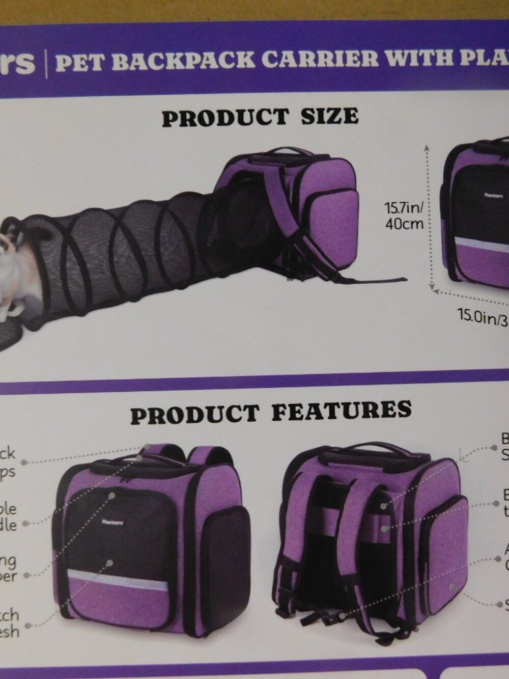 Pawtners Cat / Pet Backpack with Play Tunnel & Pet Trimmer Set NEW